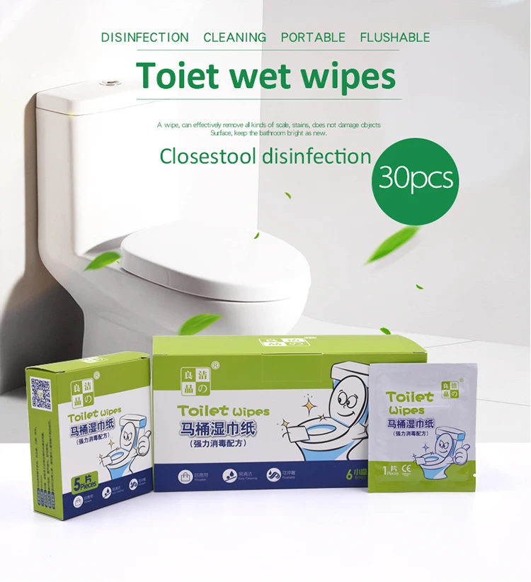 Biodegradable Single Packed Disinfecting Closestool Wet Flushable Cleaning Towel