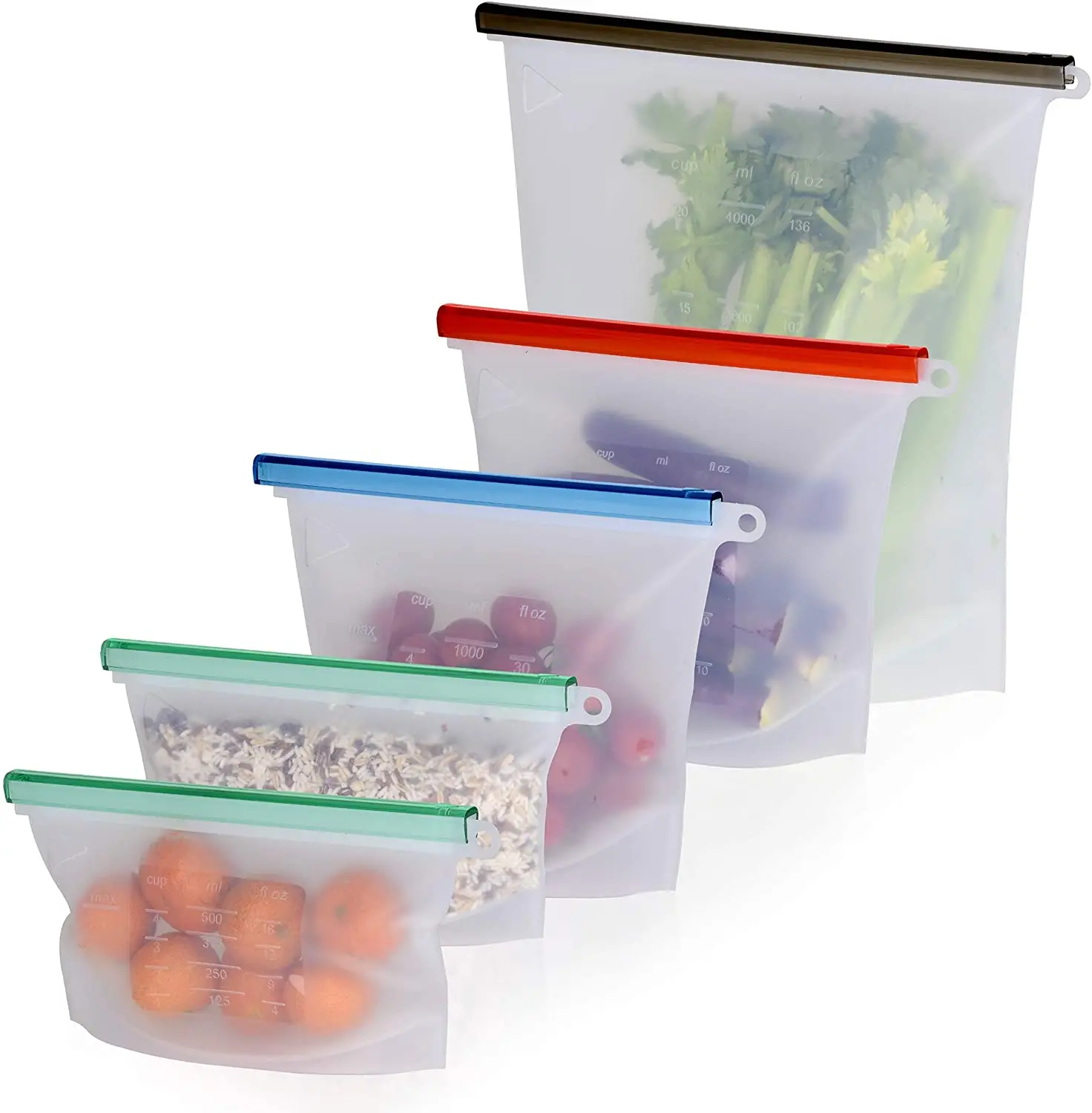 

Food grade BPA free Seal Reusable Silicone storage bag 1.5L, Customized or stock colors