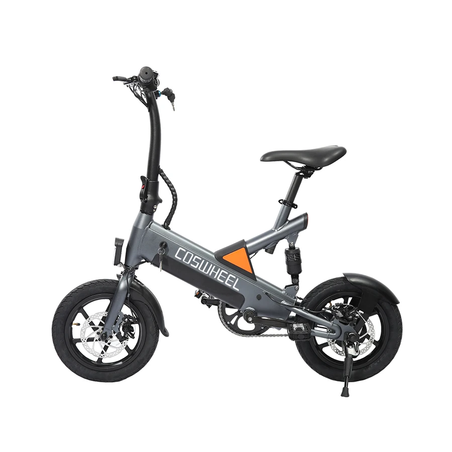 

2020 New Light Cheap E-bike 14 inch E Bike 48V 8Ah Battery Portable Ebike Folding Electric Bike Bicycle, White/grey/blue