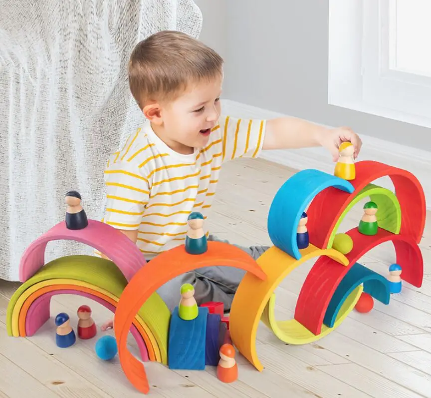 Wooden Gift Game Toy Handmade Custom Rainbow Building Blocks Buy