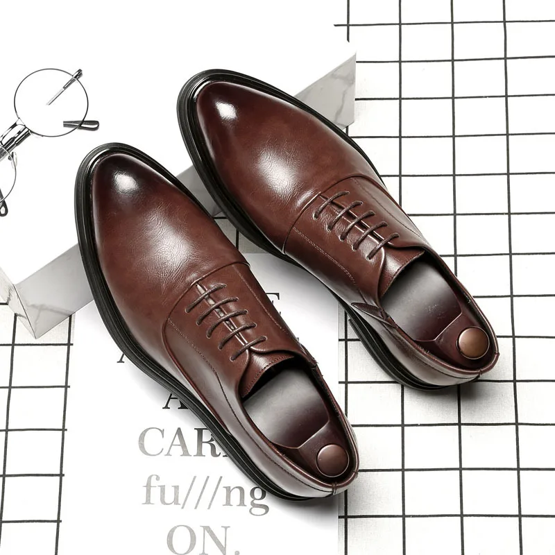 

Dropshipping Wholesale Men Pu Genuine Leather Formal Casual Dress Shoes For Men