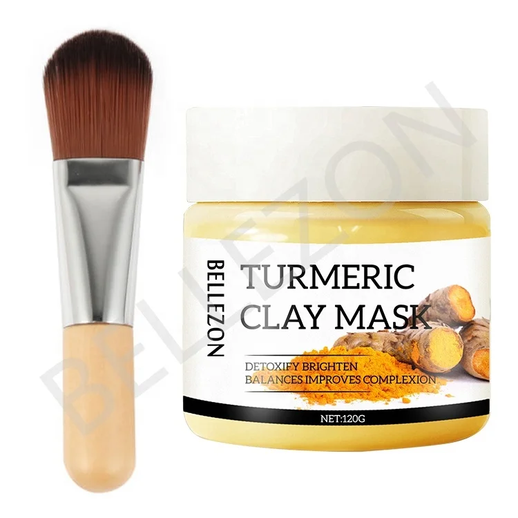 

Moisturizing Turmeric Face Clay Powder Mud Mask with Brush, Yellow