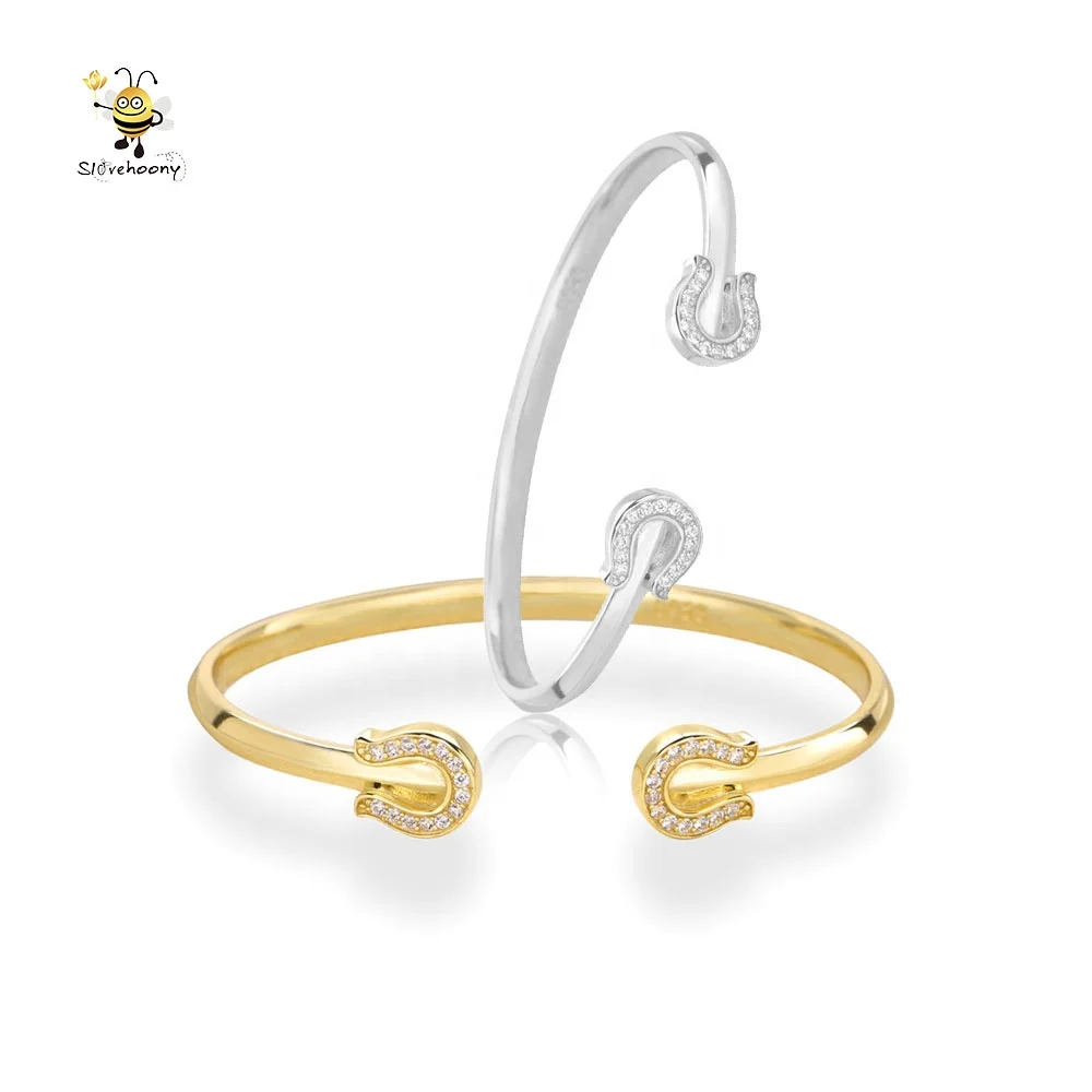 

Japan Fine Jewelry Horseshoe Bangle Hawaiian Jewelry Wholesale 925 Sterling Silver 18k Gold Plated Bangle For Men Women Jewelry