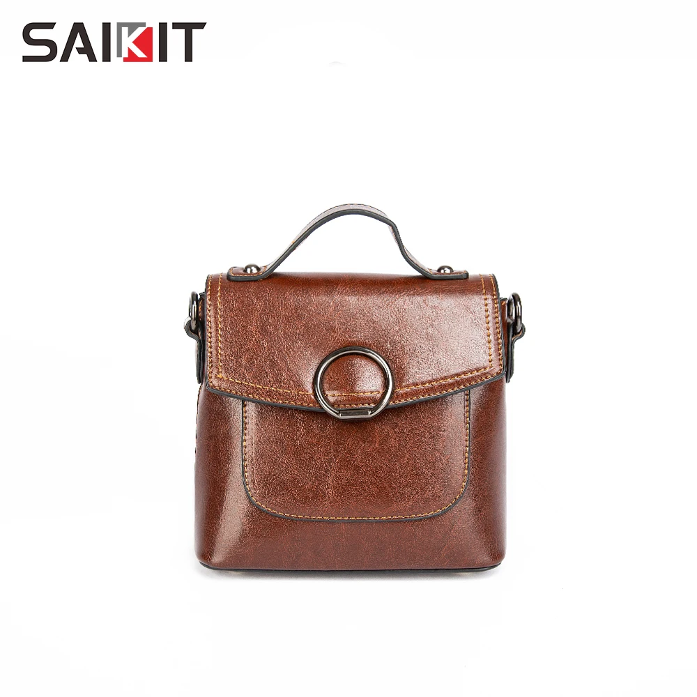 

2021 bolsos de marca small hand bags Oil wax cowhide leather ladies tote bags crossbody women Handbags, Black/red/brown/green/coffee