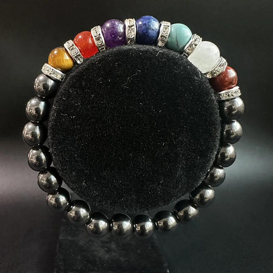 

Natural Crystal 8mm Tiger Eye Lava Black onyx Turquoise Beads 7 Chakra Healing Stone Yoga Bracelets for women and men
