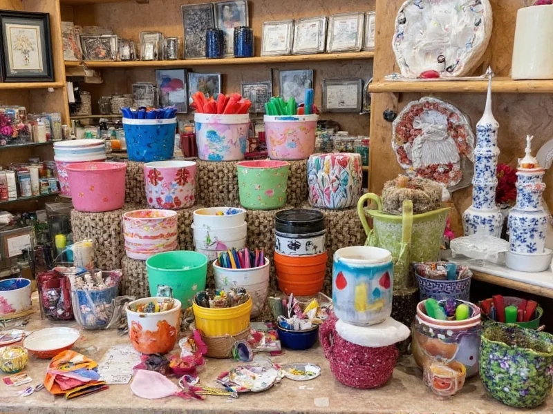 Colorful craft supplies and handmade ceramics at Craft House Dana Point