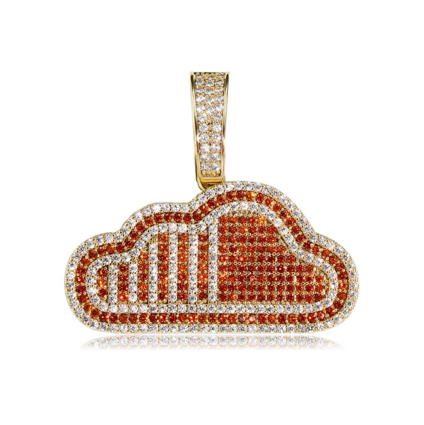 

Colourful Cloud Pendant Two Stone Bling Ice Out Necklace Accept Dropshipping