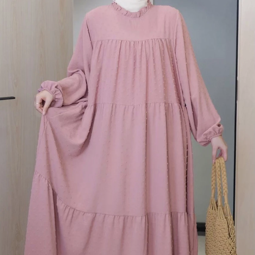 

Hot loose long cotton blend dress for muslim women free size long abaya dress