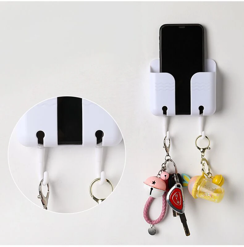 

Fashion Wall Mount Self Adhesive Wall Hook Detachable Charge Holder Mobile phone/ Key/ Card Holder Bedroom Wall Shelf, Customized color