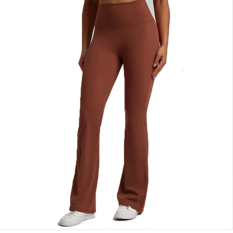 

Wholesale yoga pants soft slim peach high waist quality flared wide leg sports gym hip workout running women fitness leggings
