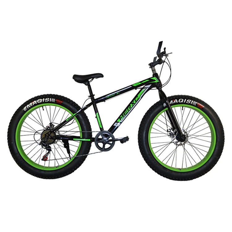 

2021 New arrival 7-speed rear indexed derailleur carbon steel frame mountain bike, Black and green