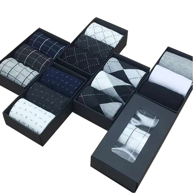 

Wholesale 3 Pairs Gift Box Pack Cheap Cotton Men Business Boxed Socks