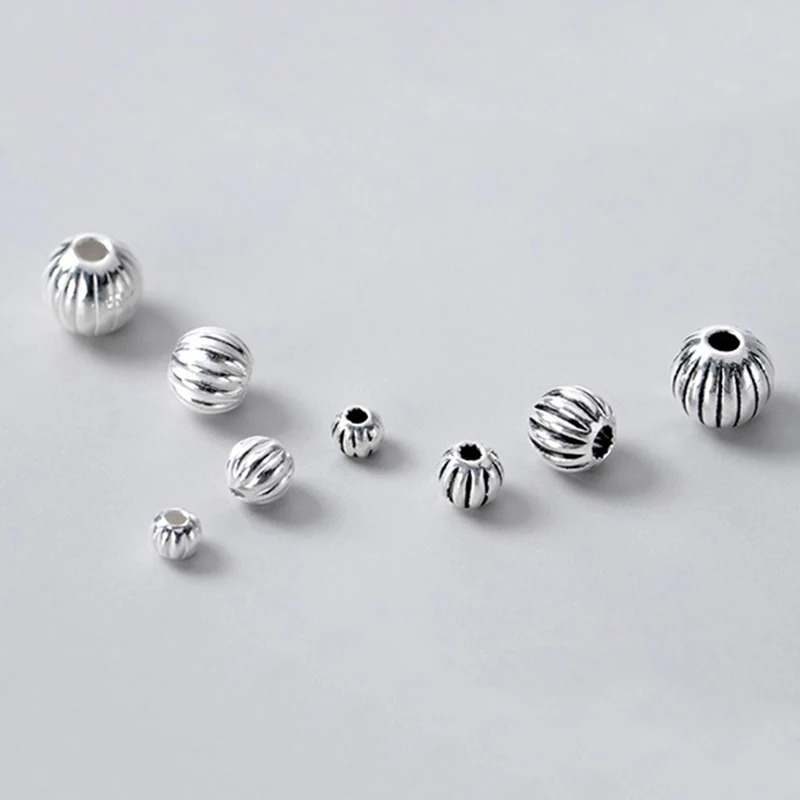 

Silver Accessories S925 Silver Round Spacer Beads Pumpkin Beads For Jewelry Craft Making