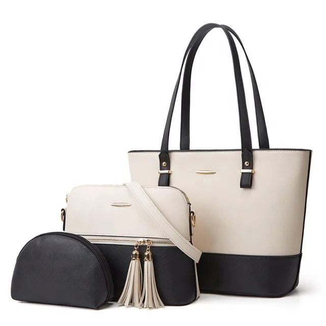 

2021 New Luxury Pu Leather Hand Bags set 3 In 1 Handbag Sets Women With Crossbody Bag, Gold,white,brown,pink,wine,light brown