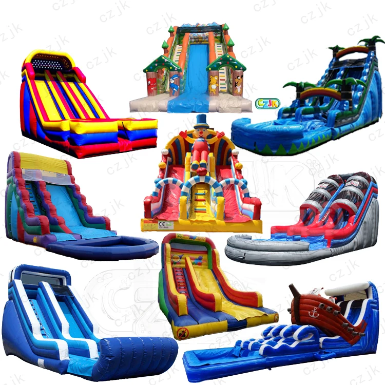 
hot commercial tropical palm tree jungle pool inflatable water slide for sale 