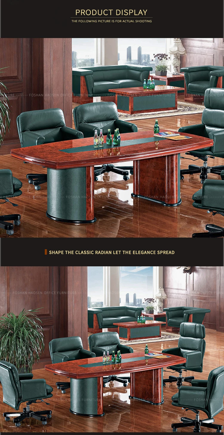 CHINA Foshan HAOSEN office Furniture manufacturer 6836C MDF leather meeting table/Conference table desk for Sale 