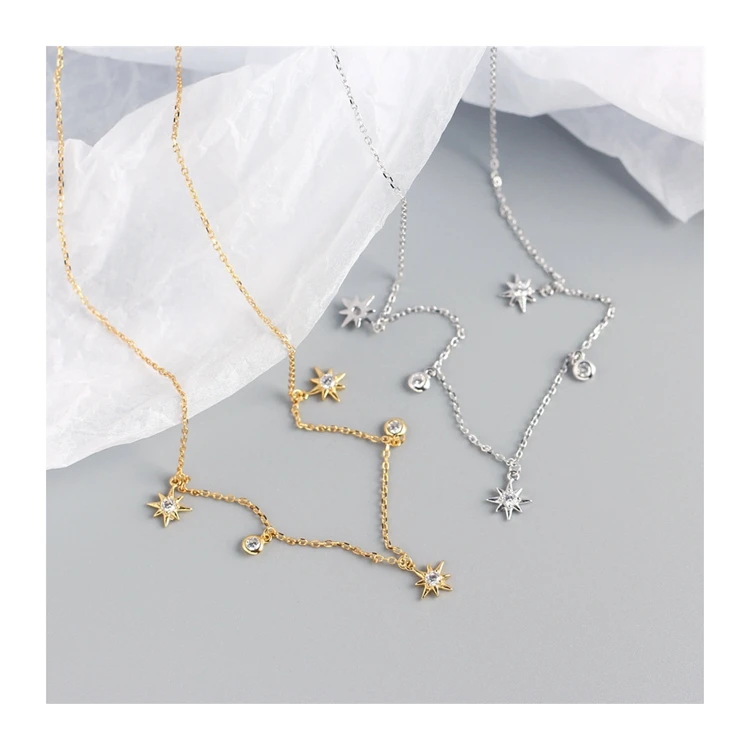 

2021 dainty cubic zirconia pendant sterling silver 925 womens diamond necklace, Silver, gold