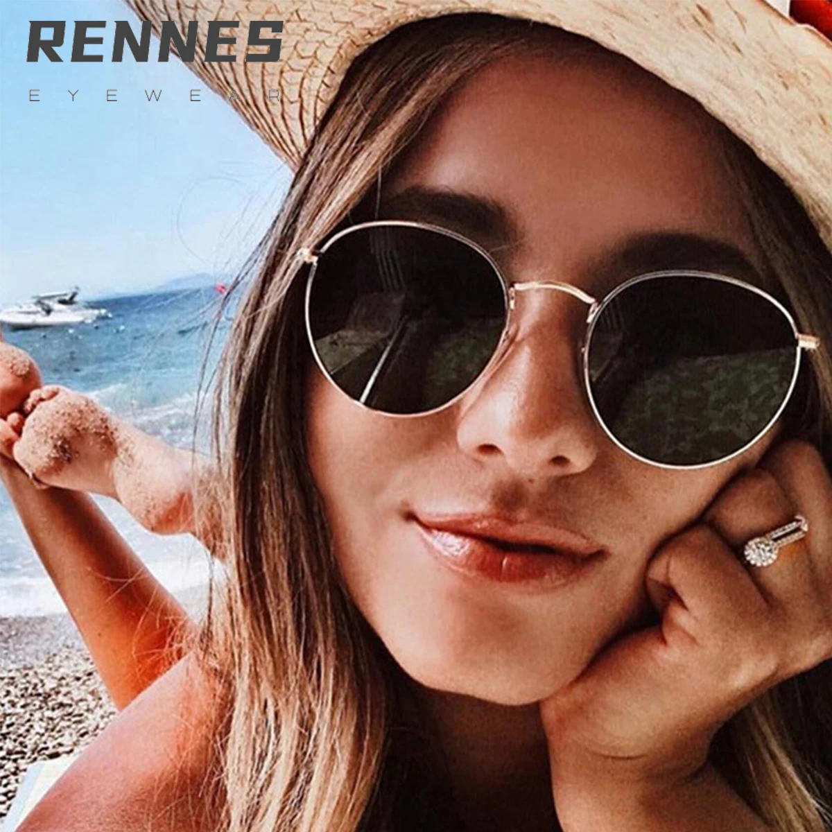 

RENNES [RTS] Hot ray band sunglasse custom glasses Frame Sun glasses for Women Fashion Metal Frame Sunglasses, Custom colors