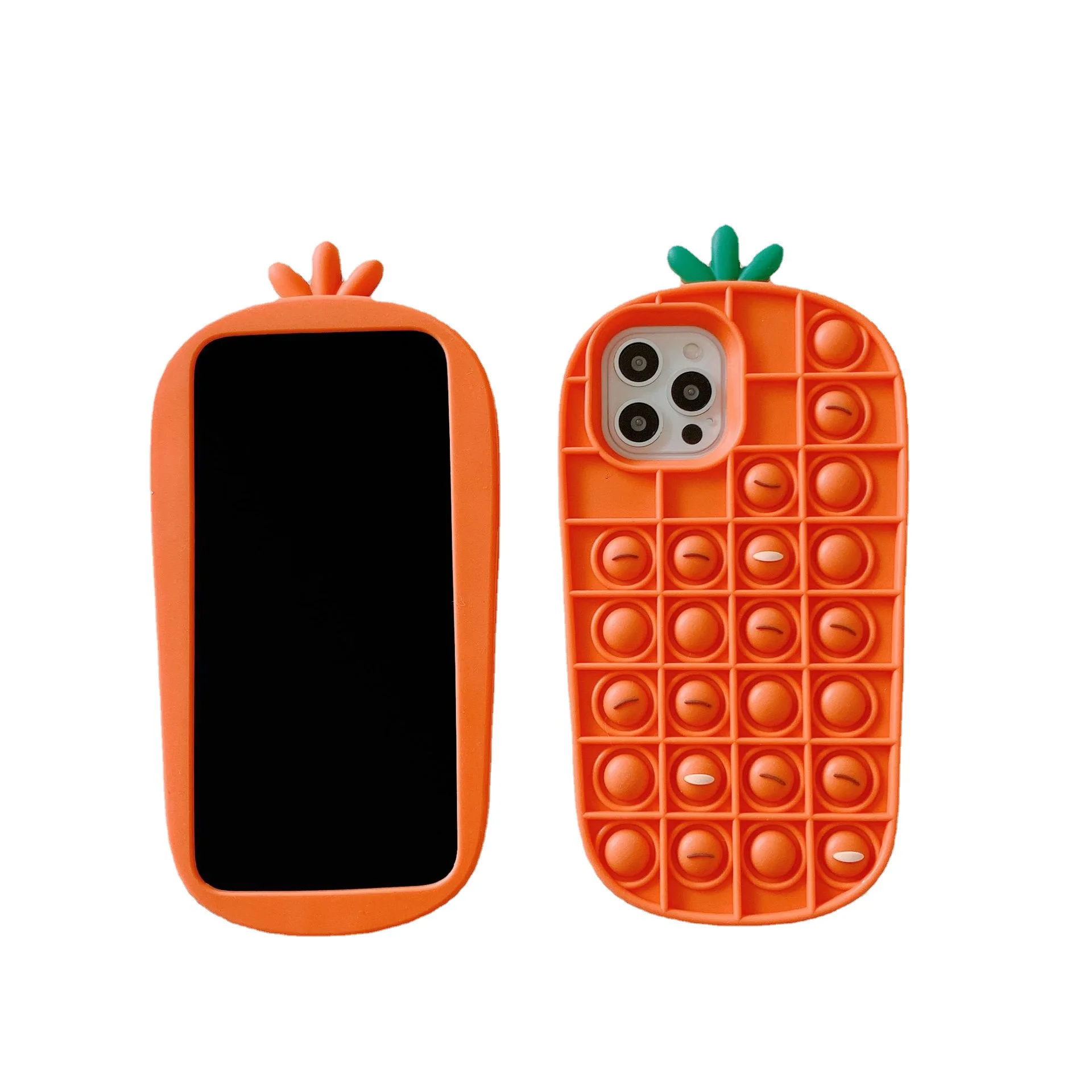 

3D Silicone Carrot Fidget Toys Popit Phone Case For iPhone 11 12 Pro Max