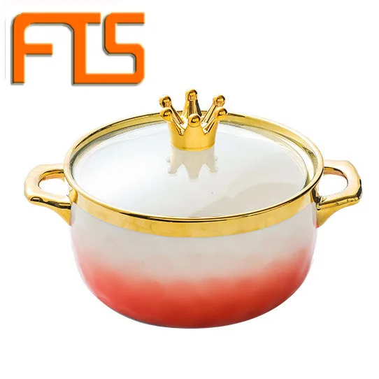 

FTS soup pot custom with lid gift porcelain rice creative craft instant soup ramen round ceramic noodle bowl