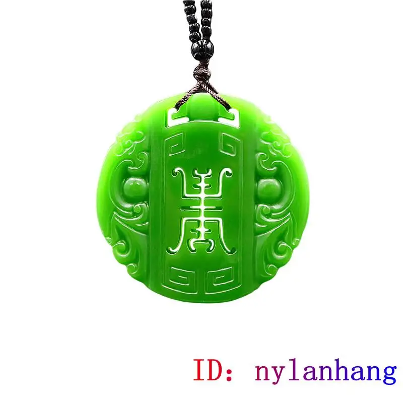 

Jade Dragon Pendant Fashion Double sided Jewelry Green Necklace Chinese Natural Jadeite Amulet Gifts Charm Carved