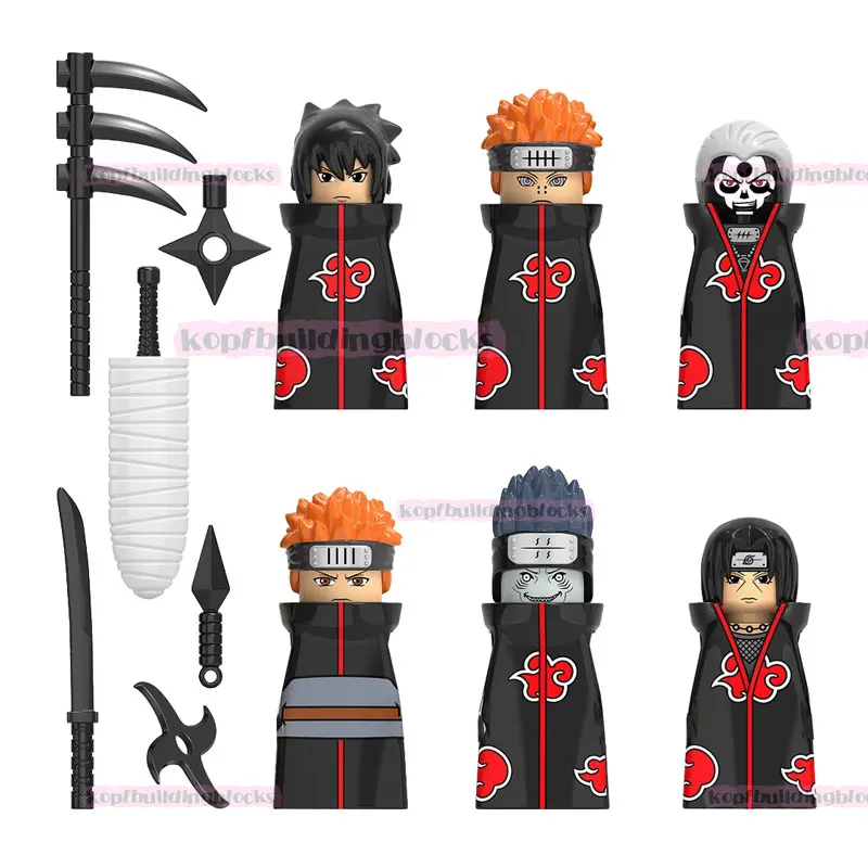 

KDL801 Uchiha Sasuke Itachi Hoshigaki Kisame Yahiko Hidan Anime Plastic Assemble Mini Building Blocks Figures Toys