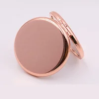 

Fashion Small Mini Rose Gold Metal Sublimation Compact Mirror with private label