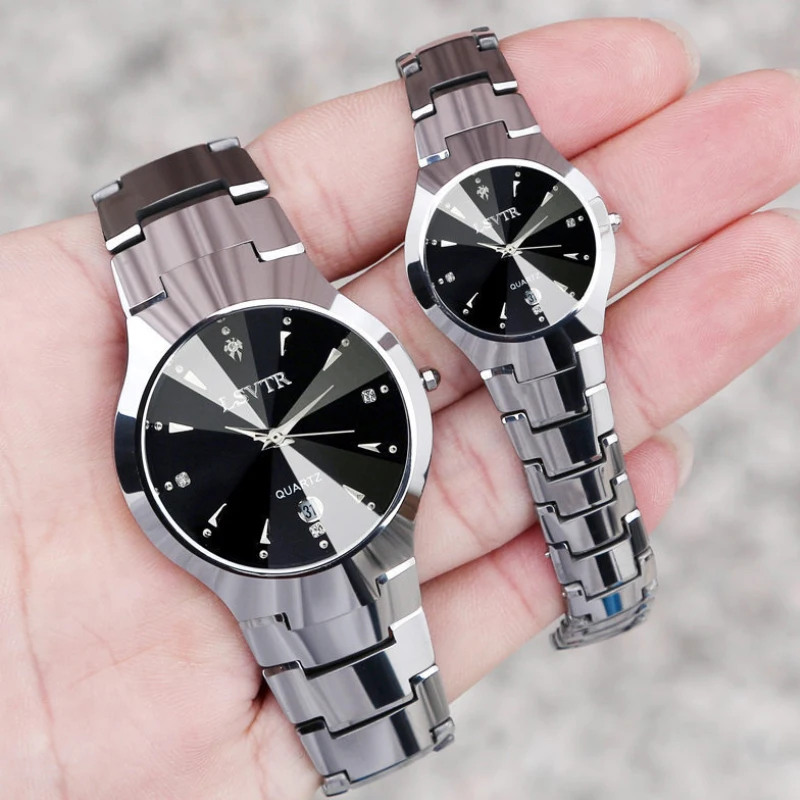 

Couple watch LSVTR Hot Women and Titan Men Watch with Date Ladies Stainless Steel Quartz Unisex Calendar Lover Watch, Black