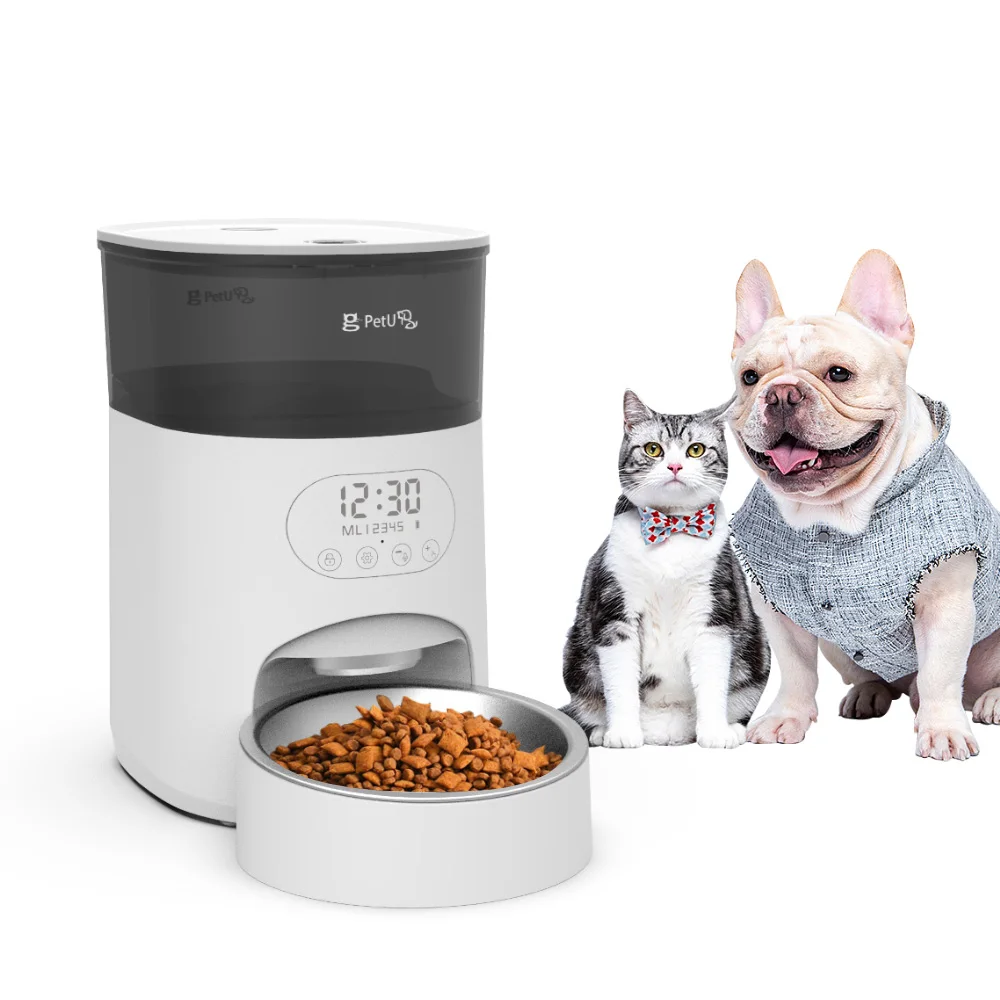 

6 Meals LCD Automatic Pet Feeder, White,black