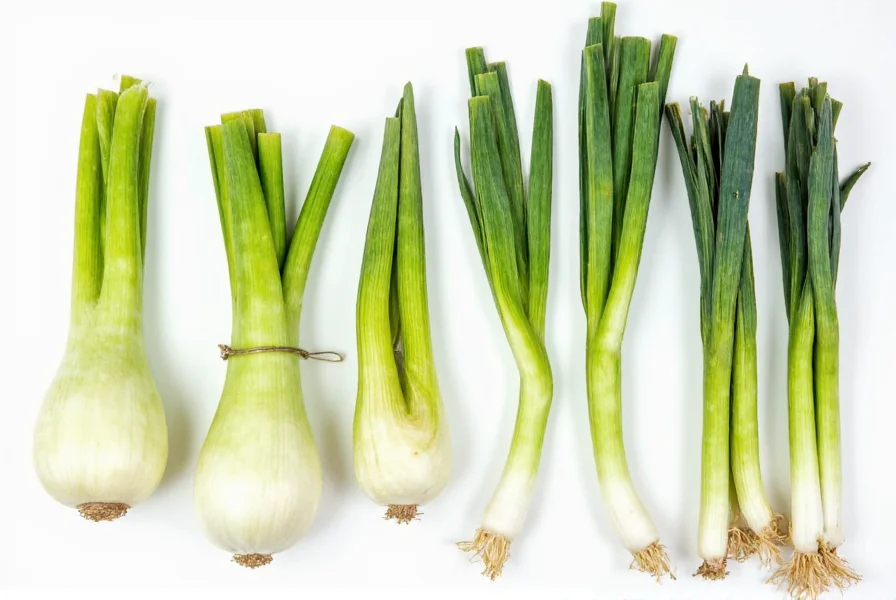 Comparison of fennel bulb substitutes including celery, leeks, and endive arranged side by side