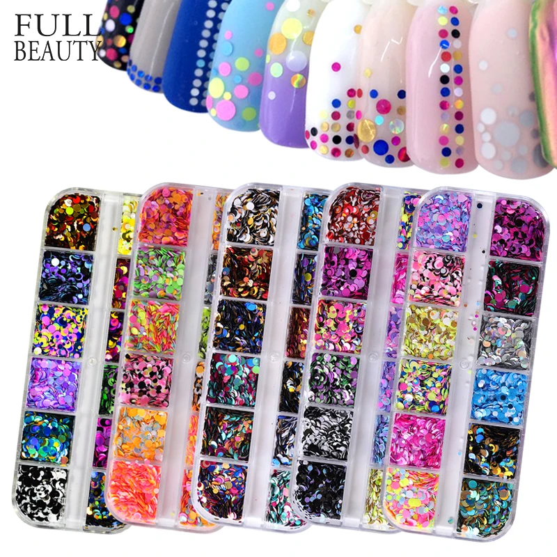 

Wholesale12 Styles Mixed Chunky Nail Art Glitter Powder Shapes Flakes Sequins Decoration Nail Art Glitter