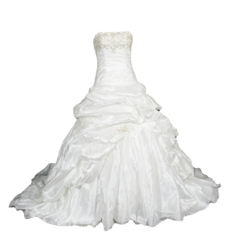 Guangzhou Auyan Wholesale Elegant White Wear Bridal Luxury Strapless Dreamy Natural Gown Waistline Fishtail Women Wedding Dress