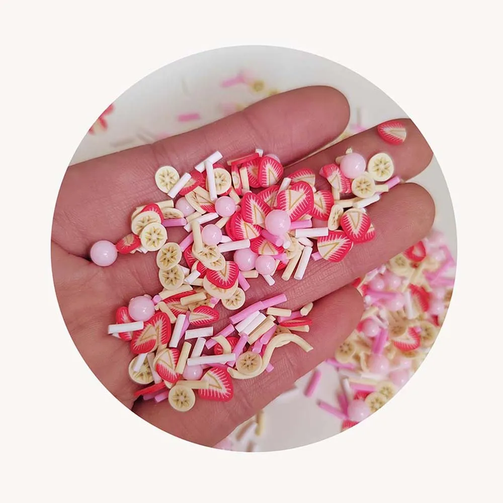 Strawberry & Banana Toppings Mix Clay Slices Candy Sprikles Confetti