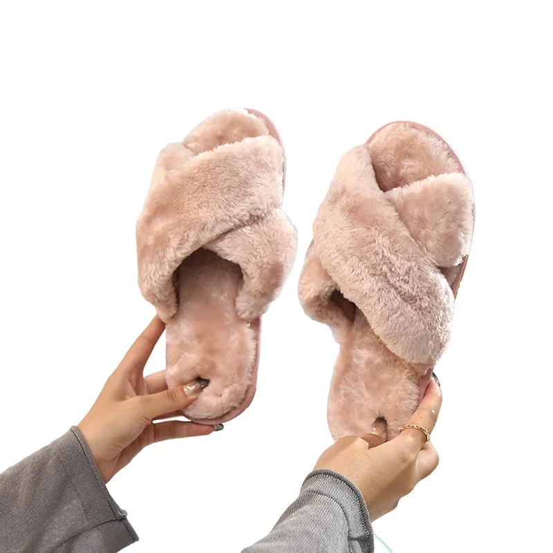 

Factory Wholesale Furry Color Fluffy Slides Sandals Woman Sandals For Women Slipper