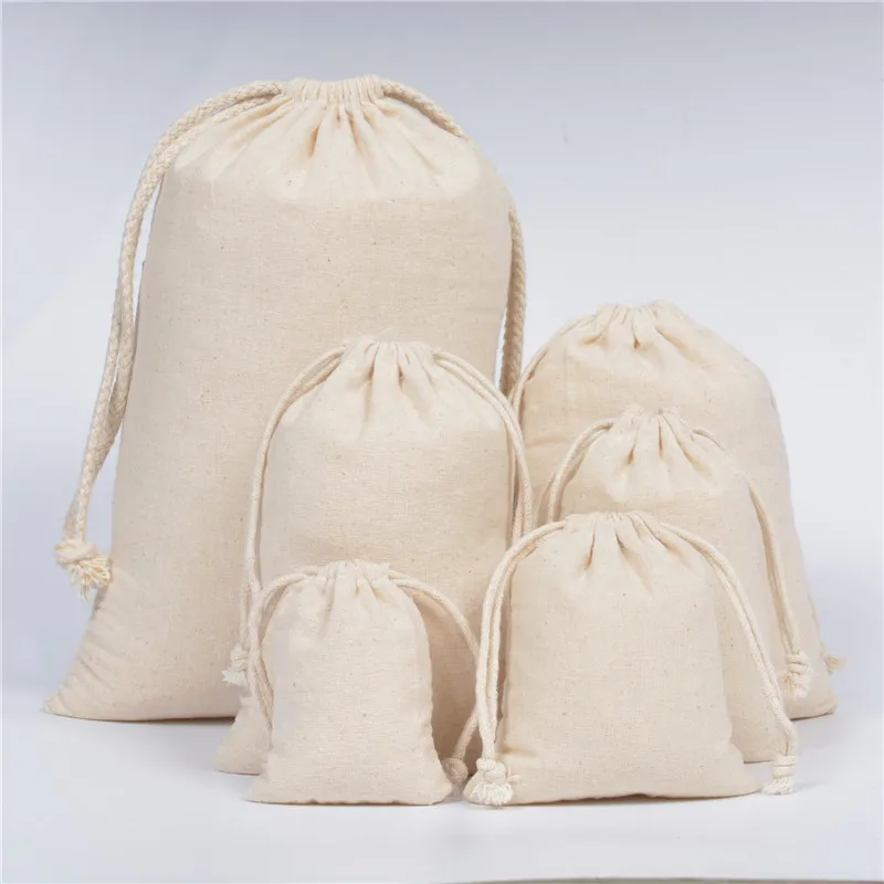 

China factory wholesale cotton canvas drawstring bag recycled natural custom cotton canvas drawstring pouch for promotional