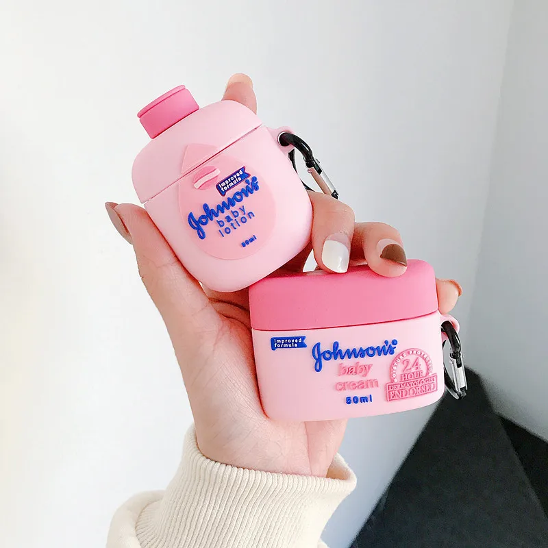 

Dropshipping 3D Cartoon Baby Lotion Design Earphone Case with Clip for Airpods Pro Cute Body Cream Soft Cover for Airpods 1/2, Pink