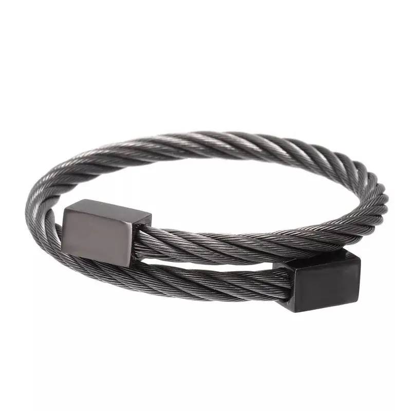 

2021 Spring Summer Fashion Simple Stainless Steel Bracelet Gold Sliver Black Color Twist Chain Bangle