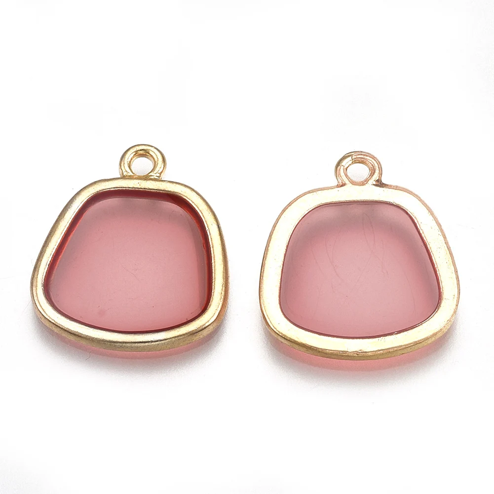 

PandaHall Alloy Findings Trapezoid Light Gold Epoxy Resin Pendant, Palevioletred