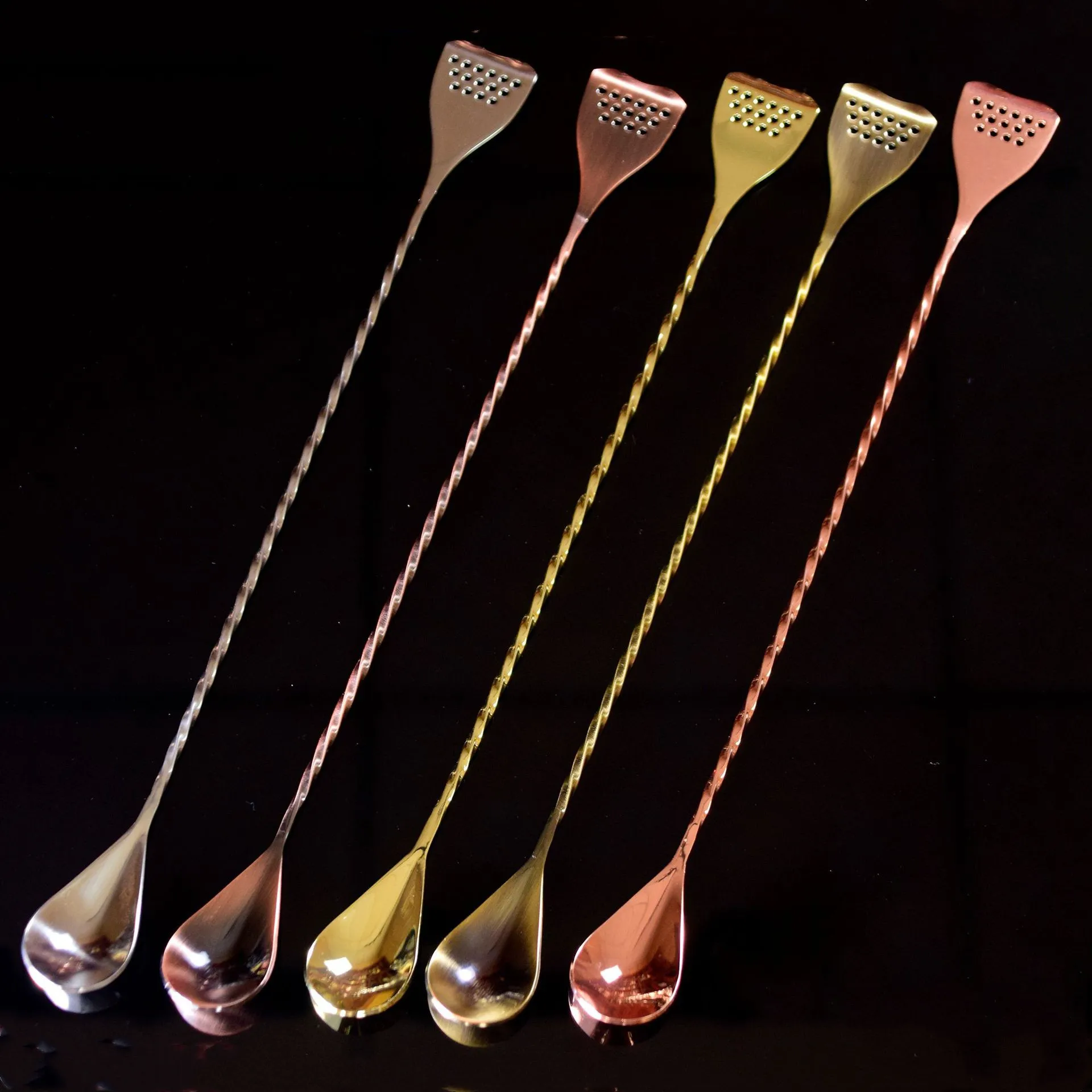 

Bar Spoon Stirring Spoon Stainless Steel Cocktail Stirrers With Long Handle Bartender Mixing Spoon, Silver ,gold , rose gold