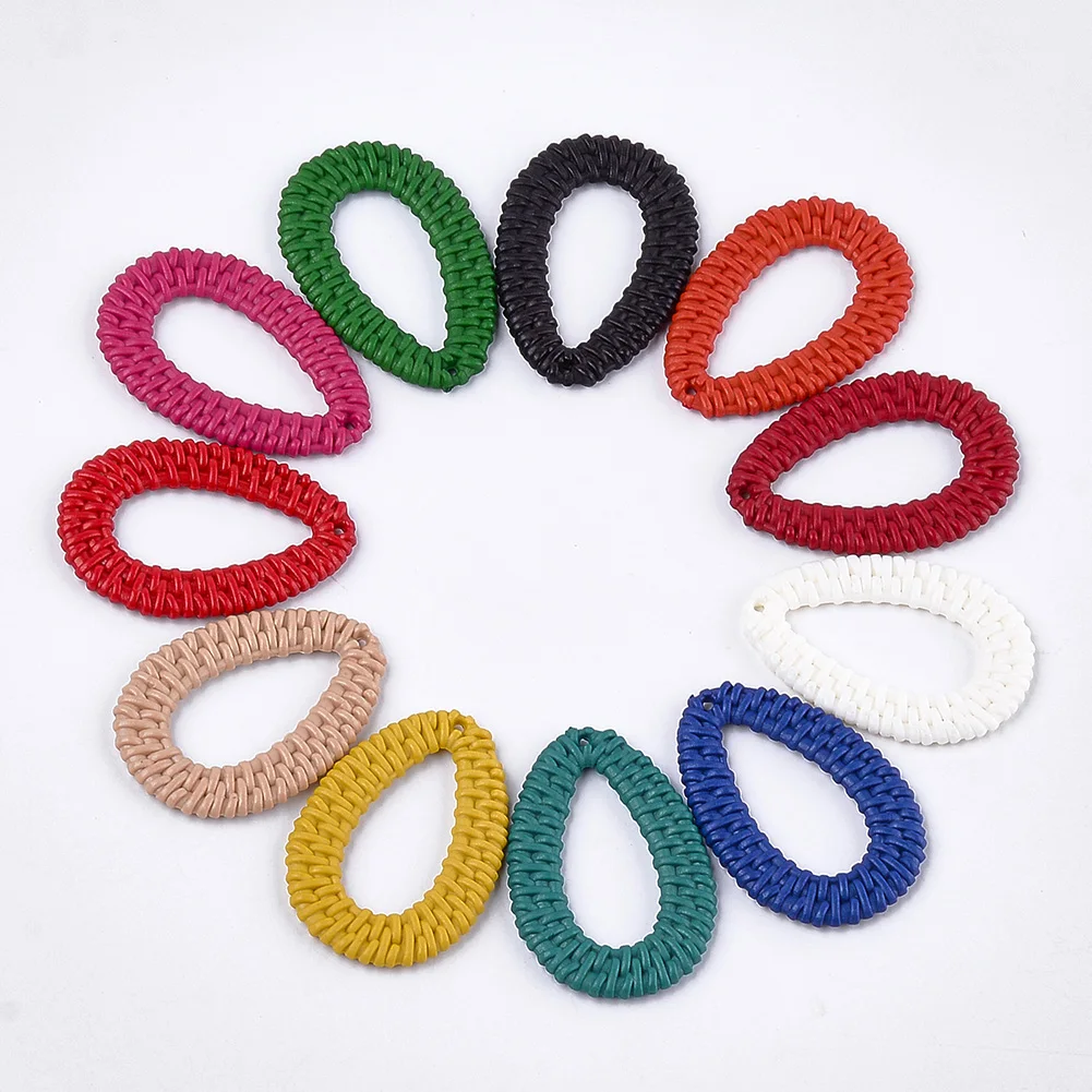 

PandaHall Mixed Color Imitate Woven Rattan Pattern Drop Acrylic Pendants