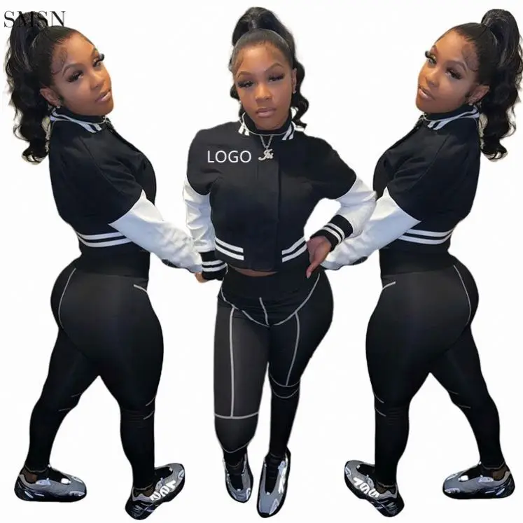 

Latest Design Thick Spliced Single Breasted Comfy Two Piece Set Tracksuits Streetwear Sportswear Two Piece Set Women