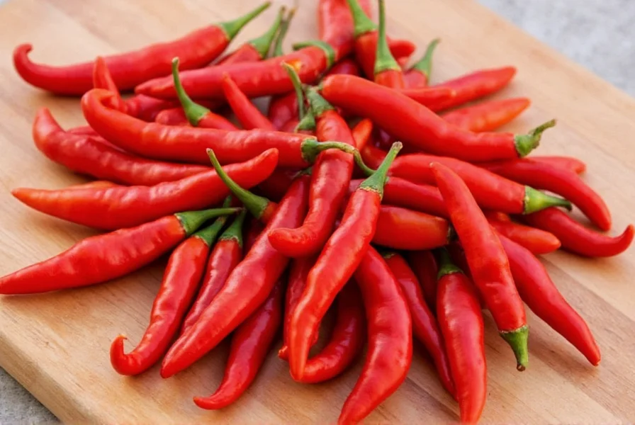 Fresh arbol chilis being strung up to dry