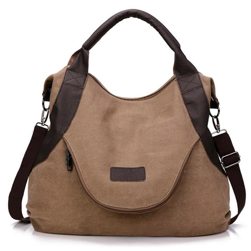 

New Large Capacity Single Shoulder Vintage Bag Women Canvas Bag with Large Pocket Messenger Bag Handbags, 8 colors