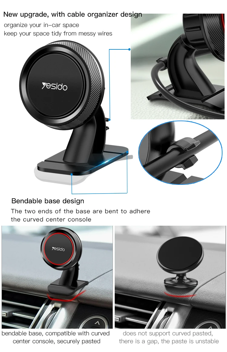 Yesido Wholesale Mini Mobile Phone 4Pcs Magnets Mount Bracket Universal Magnetic Car Phone Holder