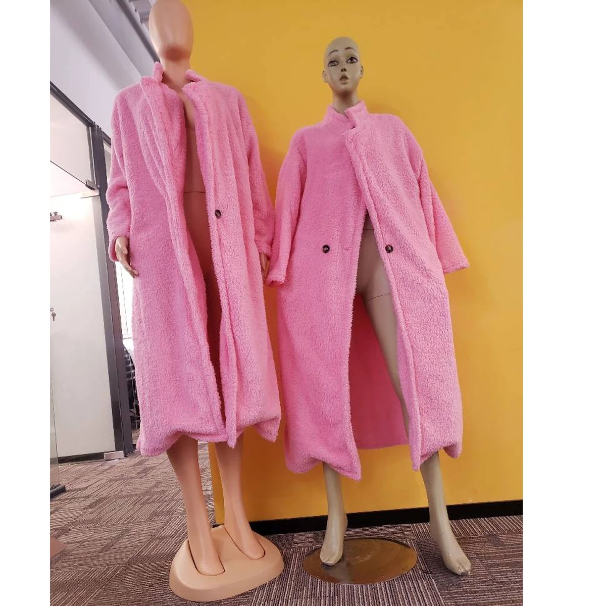 

Pink Long Teddy Bear Jacket Coat Women Winter 2021 Thick Warm Oversized Overcoat Women Faux Fur Coats, Customized color