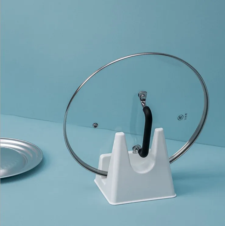 

Kitchen Pot Cover Spoon Rest Pot Lid Holders Cutting Board Shell Stand Storage Holder, White