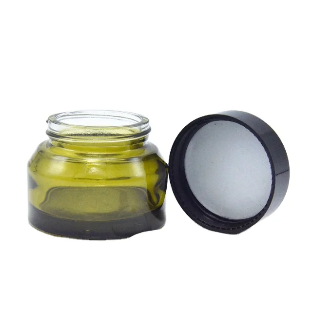 

Skin cream packaging amber green frosted empty cosmetic 30g glass jar