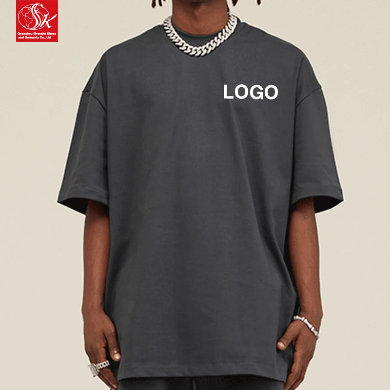SK 305G Vintage Style Sport T-Shirt Heavy-Duty Oversized Crewneck Drop Shoulder 100% Cotton Solid Pattern Short Sleeve Blank