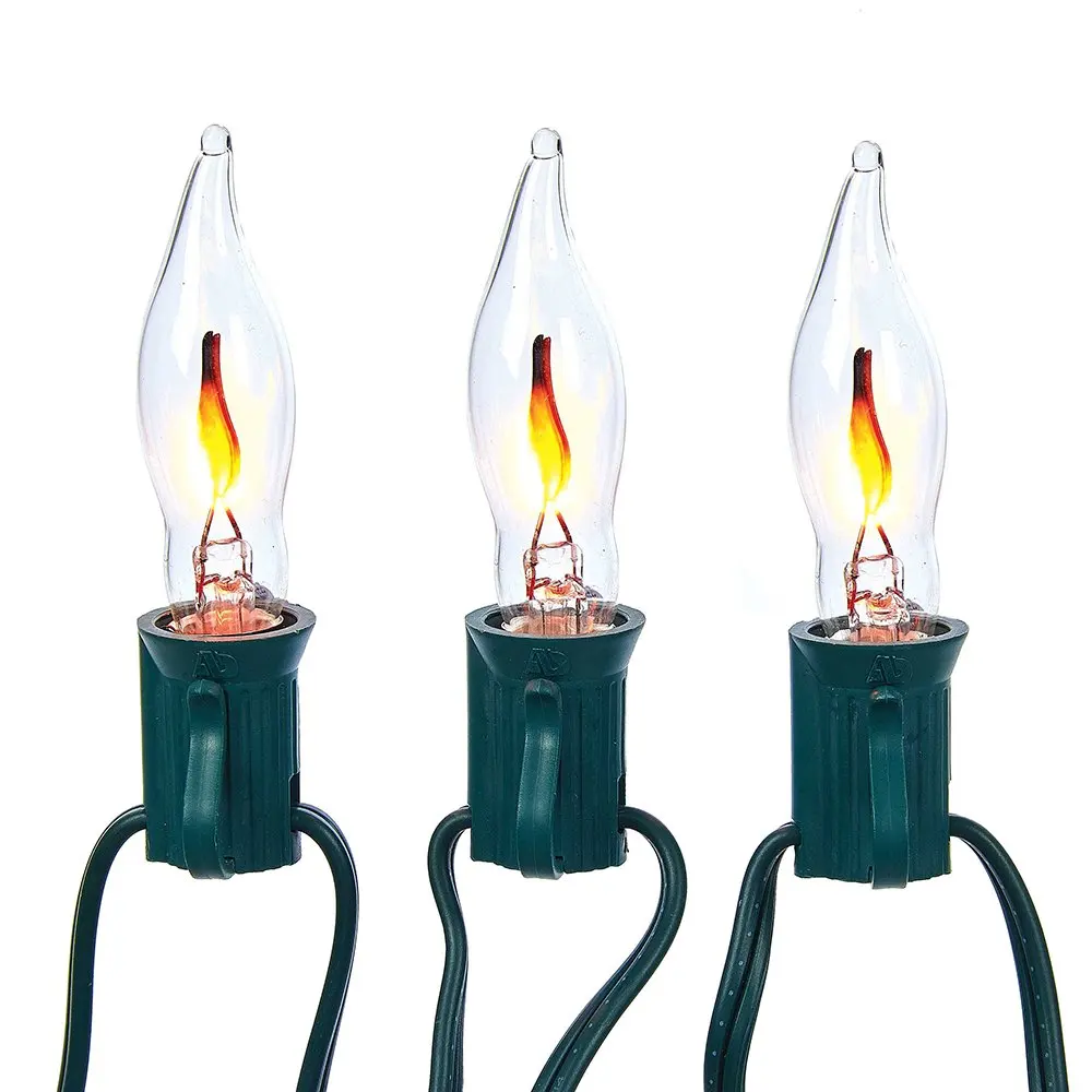 12 Pack Flicker Flame C18 Replacement Bulbs E12 Patio Outdoor String 