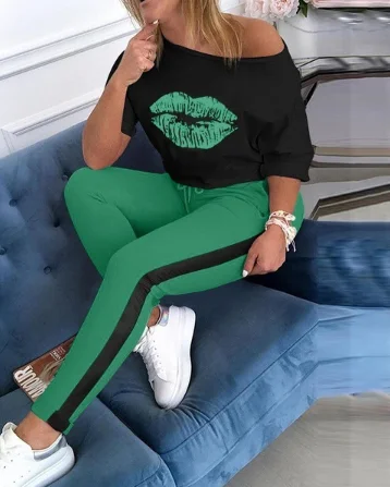 

2020 summer new arrival women two piece suits pant&t-shirt suits